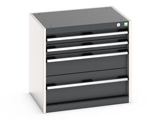 Cabinet contains 2 x 75mm, 1 x 150mm and 1 x 200mm high drawers 100% extension drawer with internal dimensions of 525mm wide x 400mm deep. The drawers... Bott Drawer Cabinets 525 Depth with 650mm wide full extension drawers
